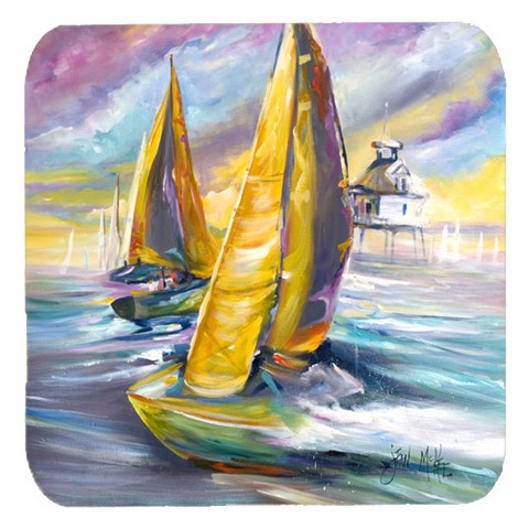Middle Bay Lighthouse Sailboats Foam Coasters, Set Of 4