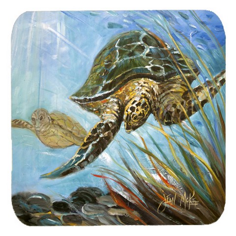 Loggerhead Sea Turtle Foam Coasters, Set Of 4