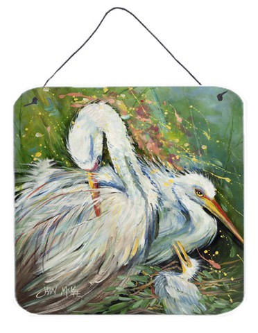 White Egret In The Rain Wall and Door Hanging Prints