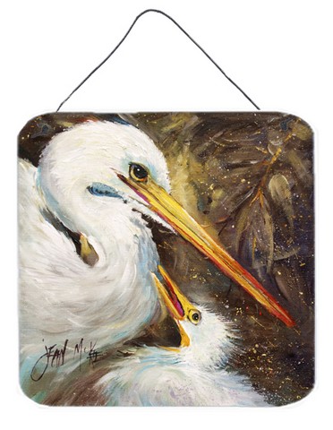 White Egret Feeding Baby Wall and Door Hanging Prints