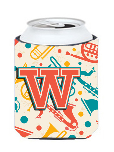 CJ2001-WCC Letter W Retro Teal Orange Musical Instruments Initial Can & Bottle Hugger
