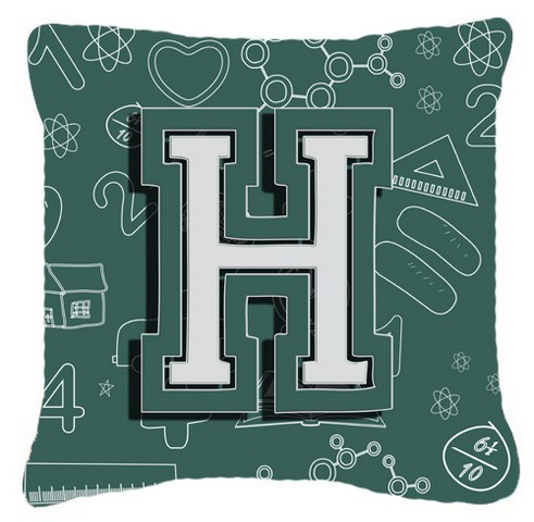 Letter H Back To School Initial Canvas Fabric Decorative Pillow