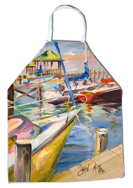 Picture of Carolines Treasures JMK1151APRON Boat Docks Sailboats Apron