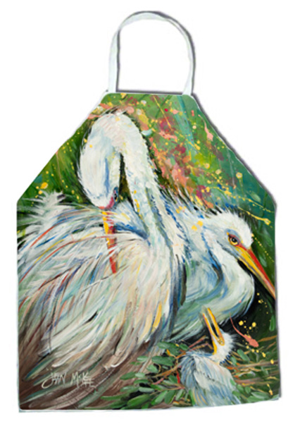 Picture of Carolines Treasures JMK1289APRON White Egret In The Rain Apron