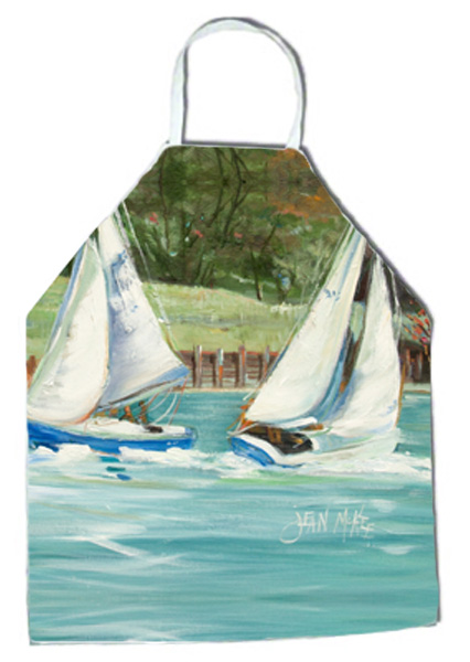 Picture of Carolines Treasures JMK1291APRON Boats On The Bay Sailboats Apron