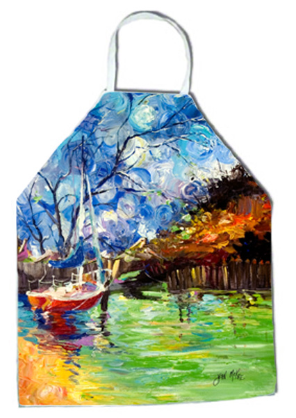 Picture of Carolines Treasures JMK1292APRON Boat Starlight Sailboats Apron