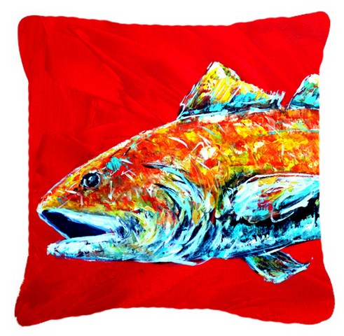 Red Fish Alphonzo Head Canvas Fabric Decorative Pillow