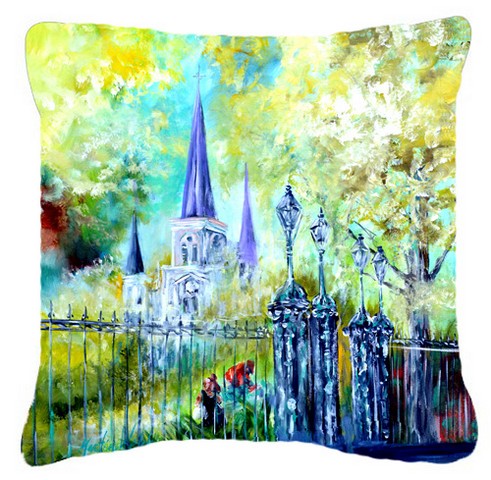 Across The Square St Louis Cathedral Canvas Fabric Decorative Pillow