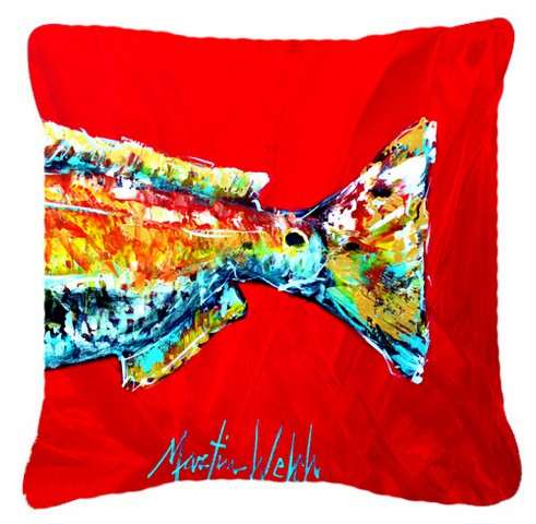 Red Fish Alphonzo Tail Canvas Fabric Decorative Pillow