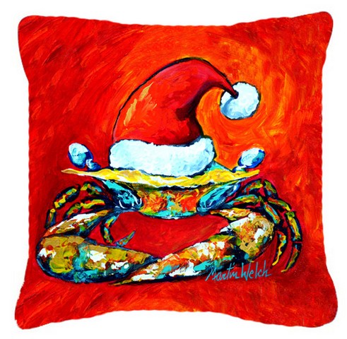 Crab In Santa Hat Santa Claws Canvas Fabric Decorative Pillow
