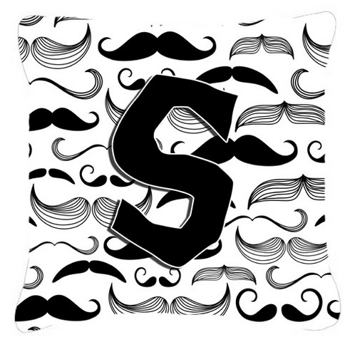 Letter S Moustache Initial Canvas Fabric Decorative Pillow