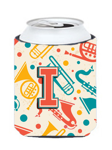 CJ2001-ICC Letter I Retro Teal Orange Musical Instruments Initial Can & Bottle Hugger