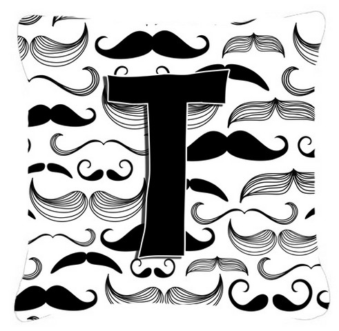 Picture of Carolines Treasures CJ2009-TPW1414 Letter T Moustache Initial Canvas Fabric Decorative Pillow