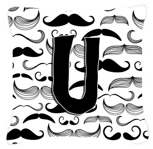 Letter U Moustache Initial Canvas Fabric Decorative Pillow