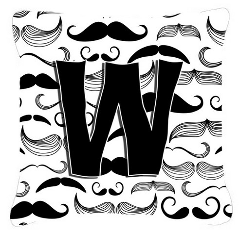 Letter W Moustache Initial Canvas Fabric Decorative Pillow
