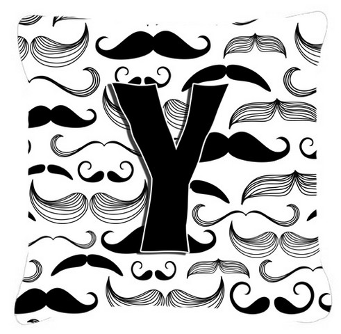 Letter Y Moustache Initial Canvas Fabric Decorative Pillow