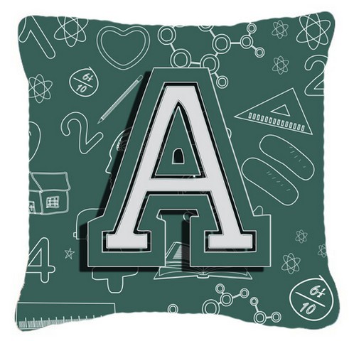 Letter A Back To School Initial Canvas Fabric Decorative Pillow