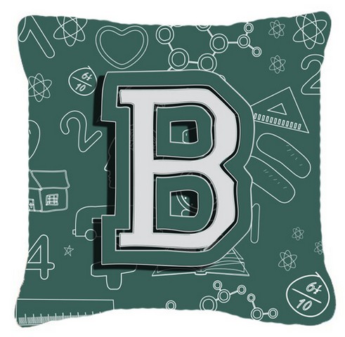 Letter B Back To School Initial Canvas Fabric Decorative Pillow