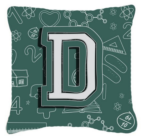 Letter D Back To School Initial Canvas Fabric Decorative Pillow