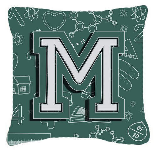 Letter M Back To School Initial Canvas Fabric Decorative Pillow