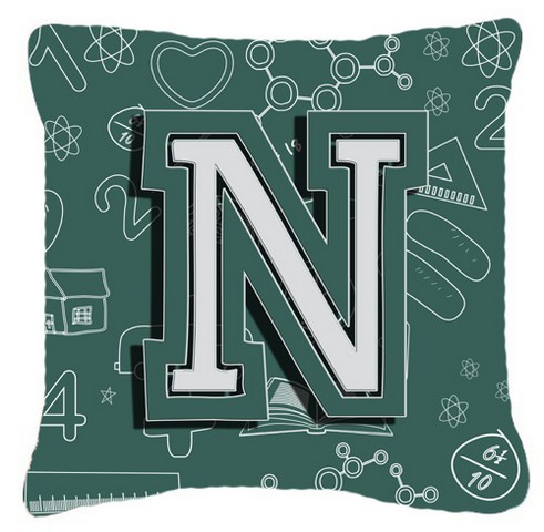 Letter N Back To School Initial Canvas Fabric Decorative Pillow