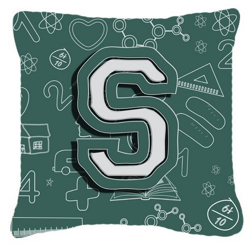 Letter S Back To School Initial Canvas Fabric Decorative Pillow