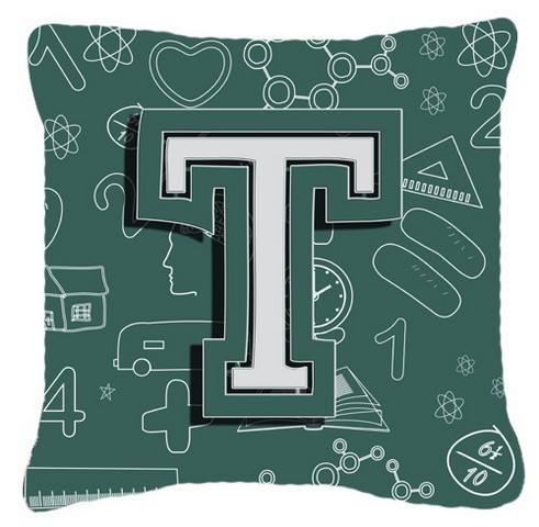 Letter T Back To School Initial Canvas Fabric Decorative Pillow