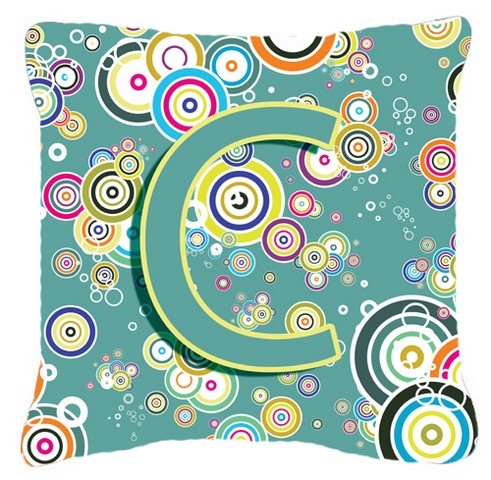 Letter C Circle Circle Teal Initial Alphabet Canvas Fabric Decorative Pillow