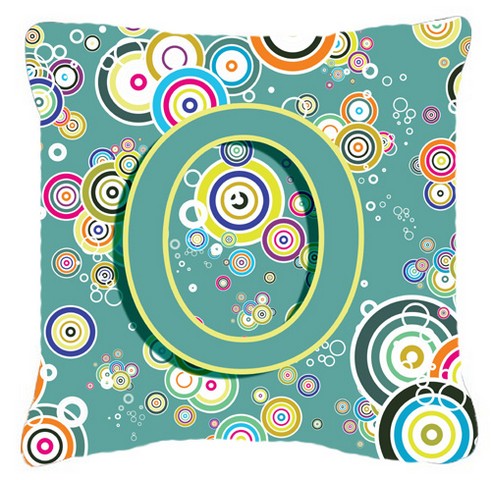 Letter O Circle Circle Teal Initial Alphabet Canvas Fabric Decorative Pillow