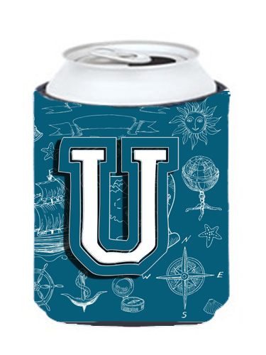 CJ2014-UCC Letter U Sea Doodles Initial Alphabet Can & Bottle Hugger