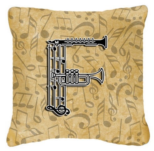 Letter F Musical Instrument Alphabet Canvas Fabric Decorative Pillow