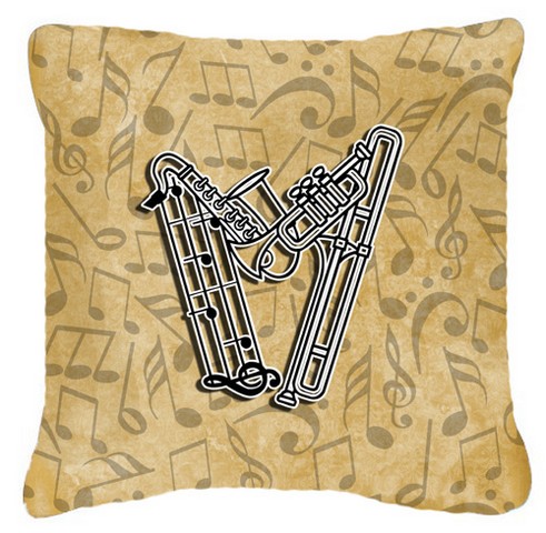 Letter W Musical Instrument Alphabet Canvas Fabric Decorative Pillow
