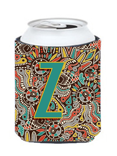 CJ2013-ZCC Letter Z Retro Tribal Alphabet Initial Can & Bottle Hugger