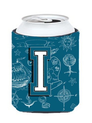Picture of Carolines Treasures CJ2014-ICC Letter I Sea Doodles Initial Alphabet Can & Bottle Hugger