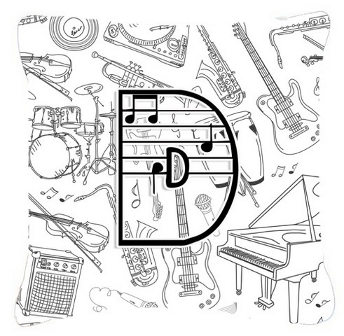 Picture of Carolines Treasures CJ2007-DPW1818 Letter D Musical Note Letters Canvas Fabric Decorative Pillow
