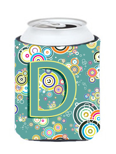 CJ2015-DCC Letter D Circle Circle Teal Initial Alphabet Can & Bottle Hugger