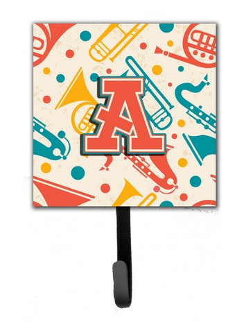 CJ2001-ASH4 Letter A Retro Teal Orange Musical Instruments Initial Leash & Key Holder
