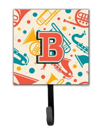 CJ2001-BSH4 Letter B Retro Teal Orange Musical Instruments Initial Leash & Key Holder
