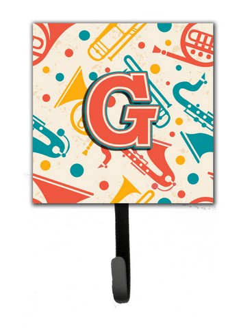 CJ2001-GSH4 Letter G Retro Teal Orange Musical Instruments Initial Leash & Key Holder