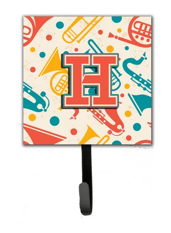 CJ2001-HSH4 Letter H Retro Teal Orange Musical Instruments Initial Leash & Key Holder