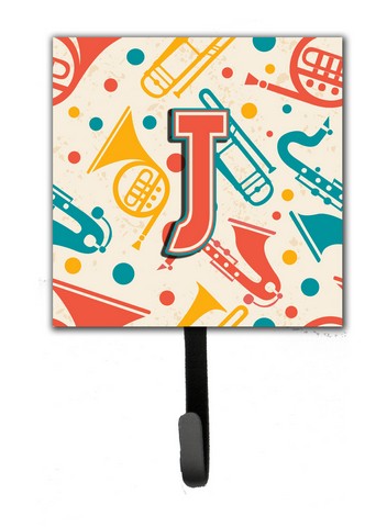 CJ2001-JSH4 Letter J Retro Teal Orange Musical Instruments Initial Leash & Key Holder