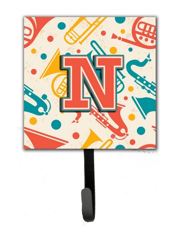 CJ2001-NSH4 Letter N Retro Teal Orange Musical Instruments Initial Leash & Key Holder