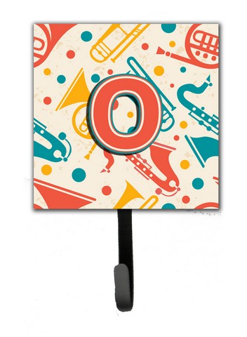 Letter O Retro Teal Orange Musical Instruments Initial Leash & Key Holder