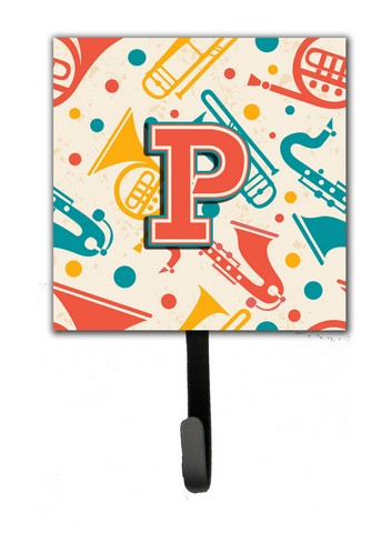 CJ2001-PSH4 Letter P Retro Teal Orange Musical Instruments Initial Leash & Key Holder