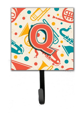 CJ2001-QSH4 Letter Q Retro Teal Orange Musical Instruments Initial Leash & Key Holder