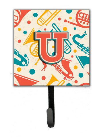 CJ2001-USH4 Letter U Retro Teal Orange Musical Instruments Initial Leash & Key Holder