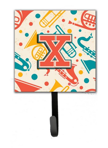 CJ2001-XSH4 Letter X Retro Teal Orange Musical Instruments Initial Leash & Key Holder