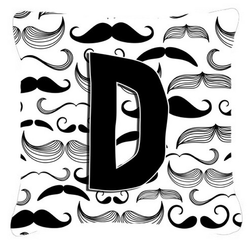 Letter D Moustache Initial Canvas Fabric Decorative Pillow
