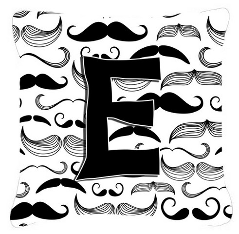 Letter E Moustache Initial Canvas Fabric Decorative Pillow