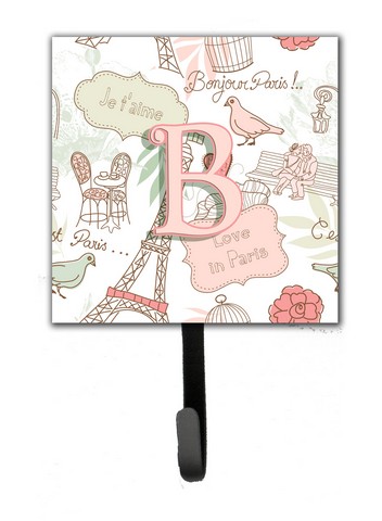 Letter B Love In Paris Pink Leash & Key Holder